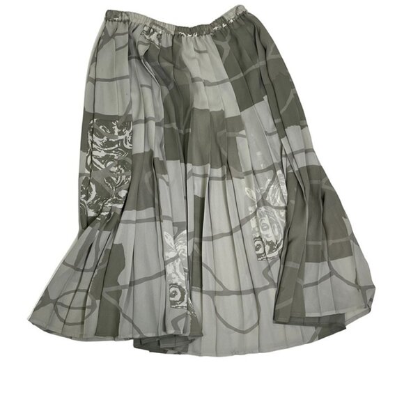 Windsmoor women's skirt L gray patterned maxi pleated elastic waist - Picture 1 of 7